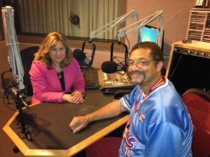 Randolph Randy Camp at WBFO Radio with Reporter Eileen Buckley, October 2014.
